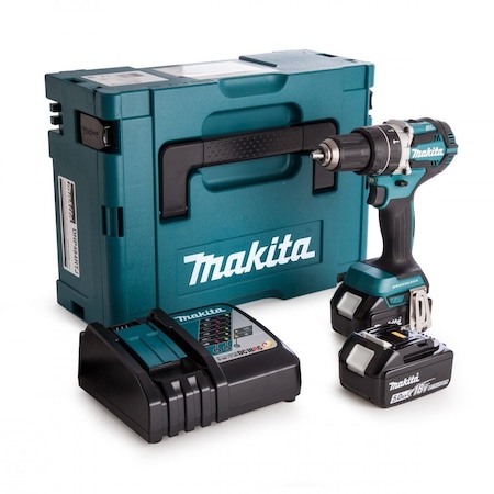 Makita DHP484RTJ — bormașină cu percuție compactă 18V, 2 acumulatori 5 Ah, motor brushless